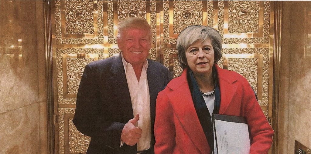 Trump and May at lift